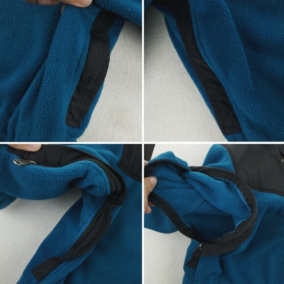 North Face Vintage Fleece Jacket Full Zip Hooded Side Zip Made USA Men's XL - Picture 11 of 15